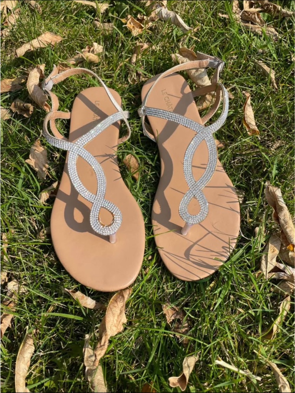 Le Chateau rhinestone bridal sandals sz 7